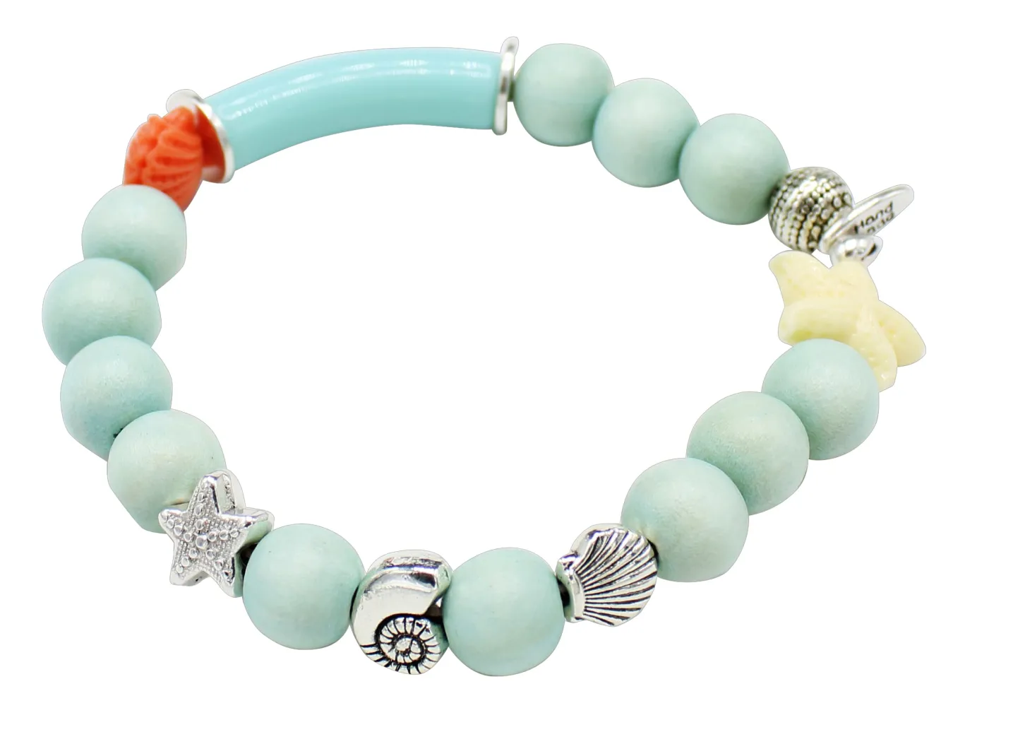 elastisches Armband, Seestern, Muschel, Zierteile in tollen Farben, maritimes Armband