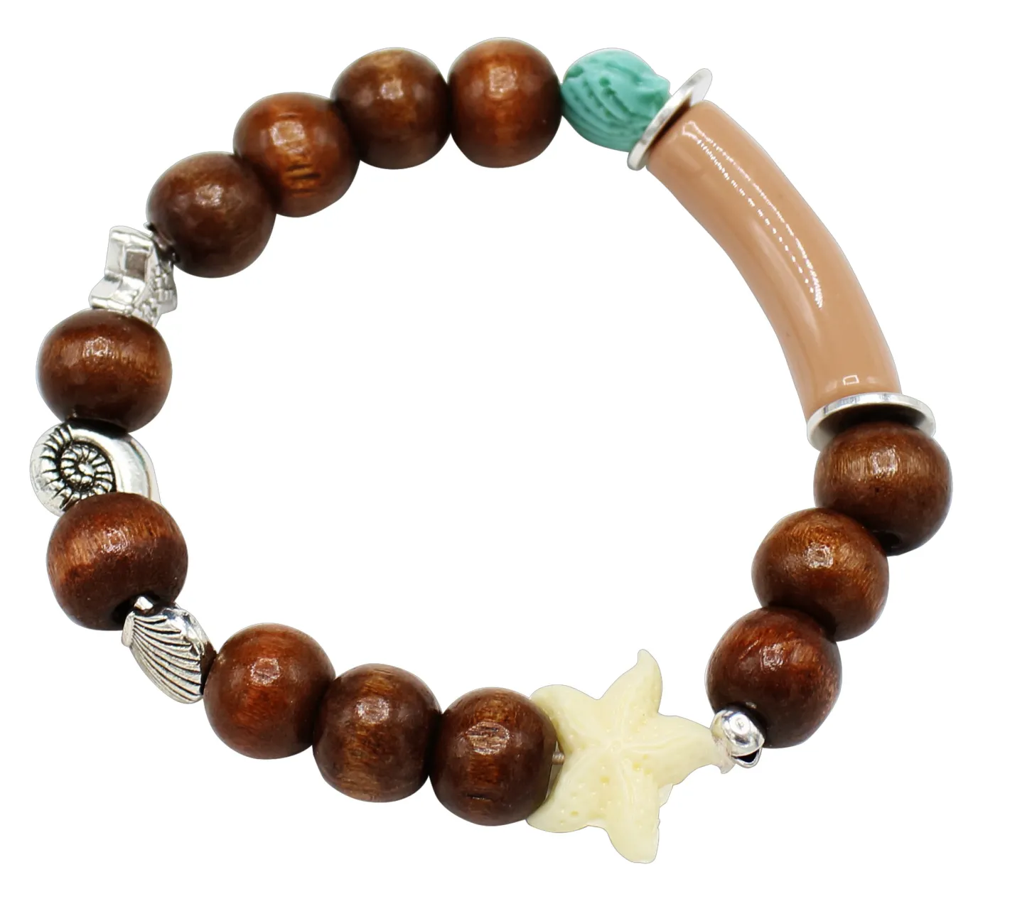elastisches Armband, Seestern, Muschel, Zierteile in tollen Farben, maritimes Armband