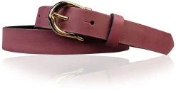 ELENA 2: schmaler Damen Ledergürtel 2,2 cm mit vergoldeter Hufeisen Gürtelschnalle, günstiger Ledergürtel