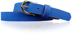 ELENA 2: schmaler Damen Ledergürtel 2,2 cm mit vergoldeter Hufeisen Gürtelschnalle, günstiger Ledergürtel