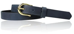ELENA 2: schmaler Damen Ledergürtel 2,2 cm mit vergoldeter Hufeisen Gürtelschnalle, günstiger Ledergürtel