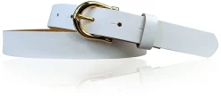 ELENA 2: schmaler Damen Ledergürtel 2,2 cm mit vergoldeter Hufeisen Gürtelschnalle, günstiger Ledergürtel