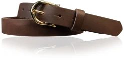 ELENA 2: schmaler Damen Ledergürtel 2,2 cm mit vergoldeter Hufeisen Gürtelschnalle, günstiger Ledergürtel