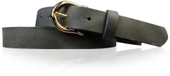 ELENA 2: schmaler Damen Ledergürtel 2,2 cm mit vergoldeter Hufeisen Gürtelschnalle, günstiger Ledergürtel