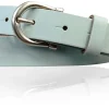 ELENA: schmaler Damen Ledergürtel zirka 2,2 cm mit silberner Hufeisen Gürtelschnalle, günstiger Ledergürtel