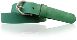 ELENA: schmaler Damen Ledergürtel zirka 2,2 cm mit silberner Hufeisen Gürtelschnalle, günstiger Ledergürtel