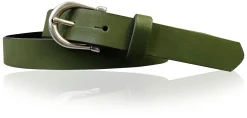 ELENA: schmaler Damen Ledergürtel zirka 2,2 cm mit silberner Hufeisen Gürtelschnalle, günstiger Ledergürtel