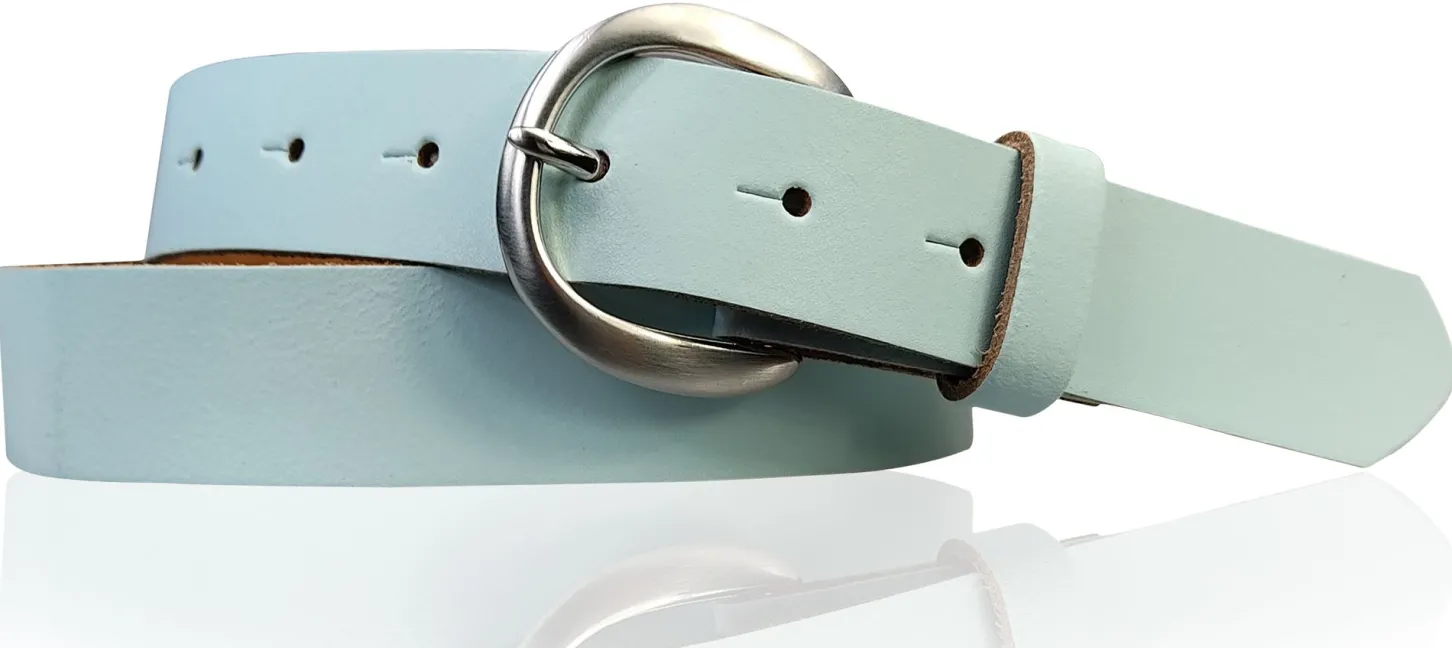 EMMIE: Damen Ledergürtel 3 cm mit halbrunder Gürtelschnalle, echt Ledergürtel