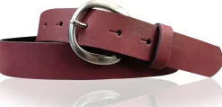 EMMIE: Damen Ledergürtel 3 cm mit halbrunder Gürtelschnalle, echt Ledergürtel