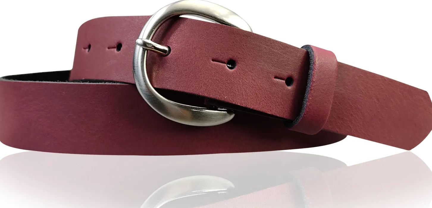 EMMIE: Damen Ledergürtel 3 cm mit halbrunder Gürtelschnalle, echt Ledergürtel