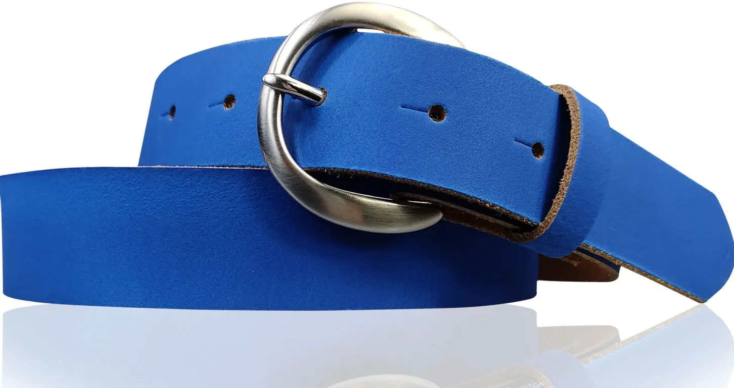 EMMIE: Damen Ledergürtel 3 cm mit halbrunder Gürtelschnalle, echt Ledergürtel
