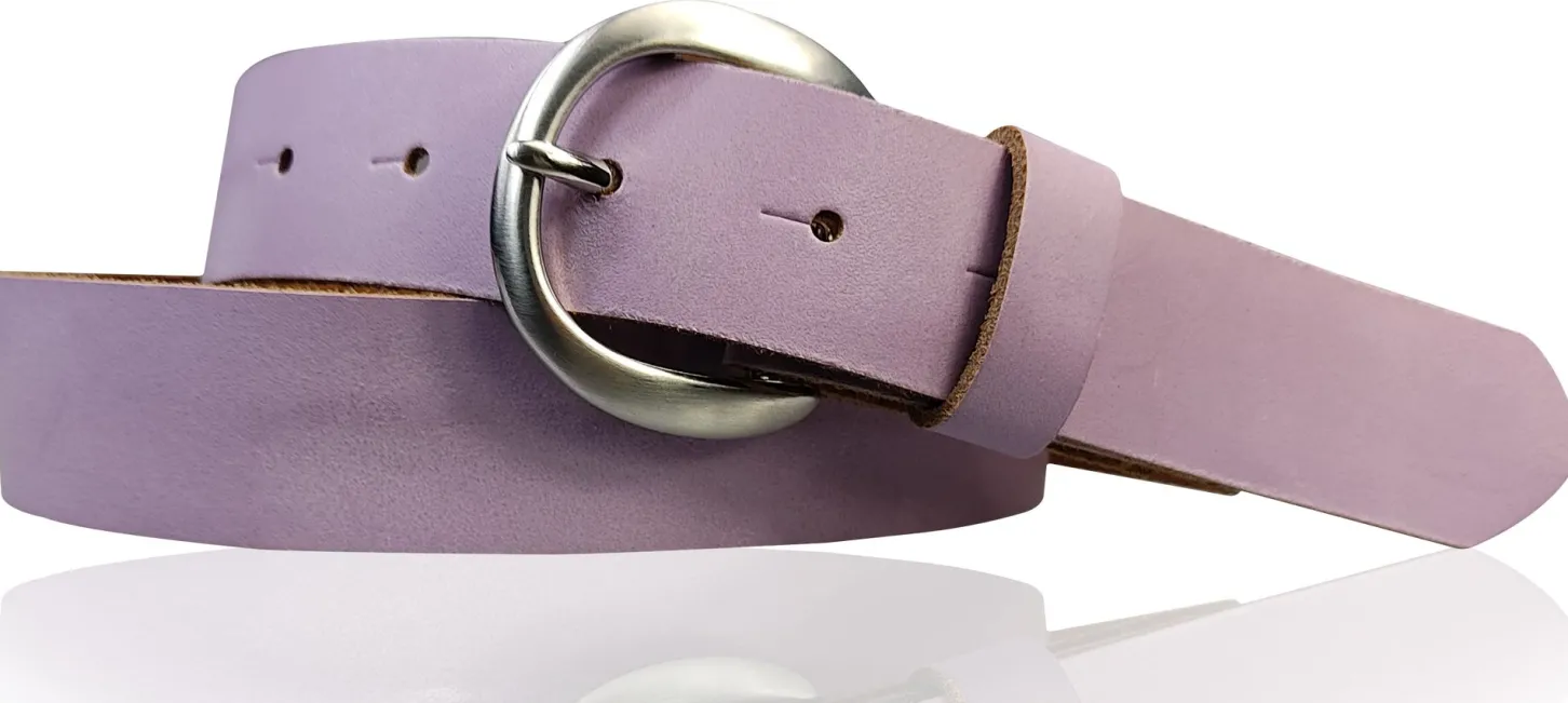 EMMIE: Damen Ledergürtel 3 cm mit halbrunder Gürtelschnalle, echt Ledergürtel