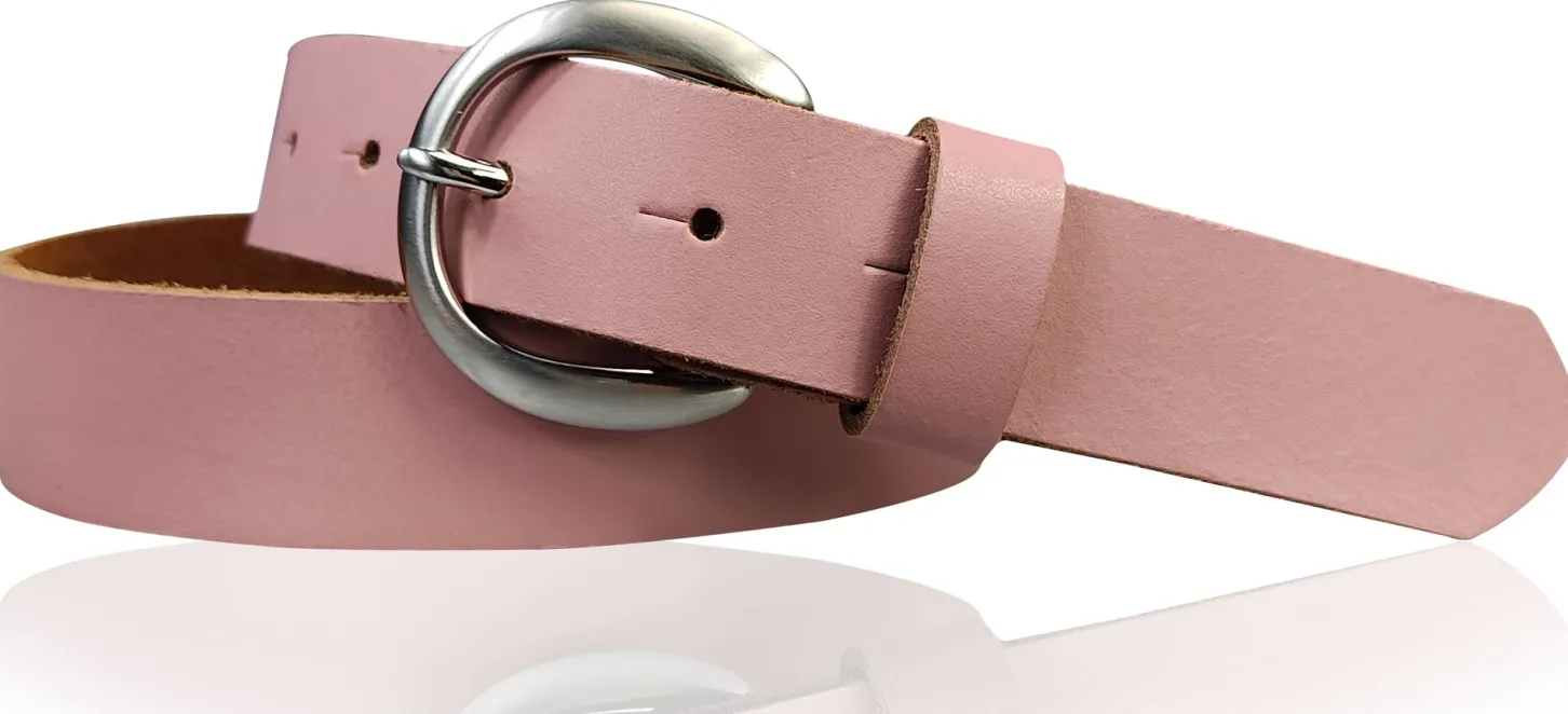 EMMIE: Damen Ledergürtel 3 cm mit halbrunder Gürtelschnalle, echt Ledergürtel
