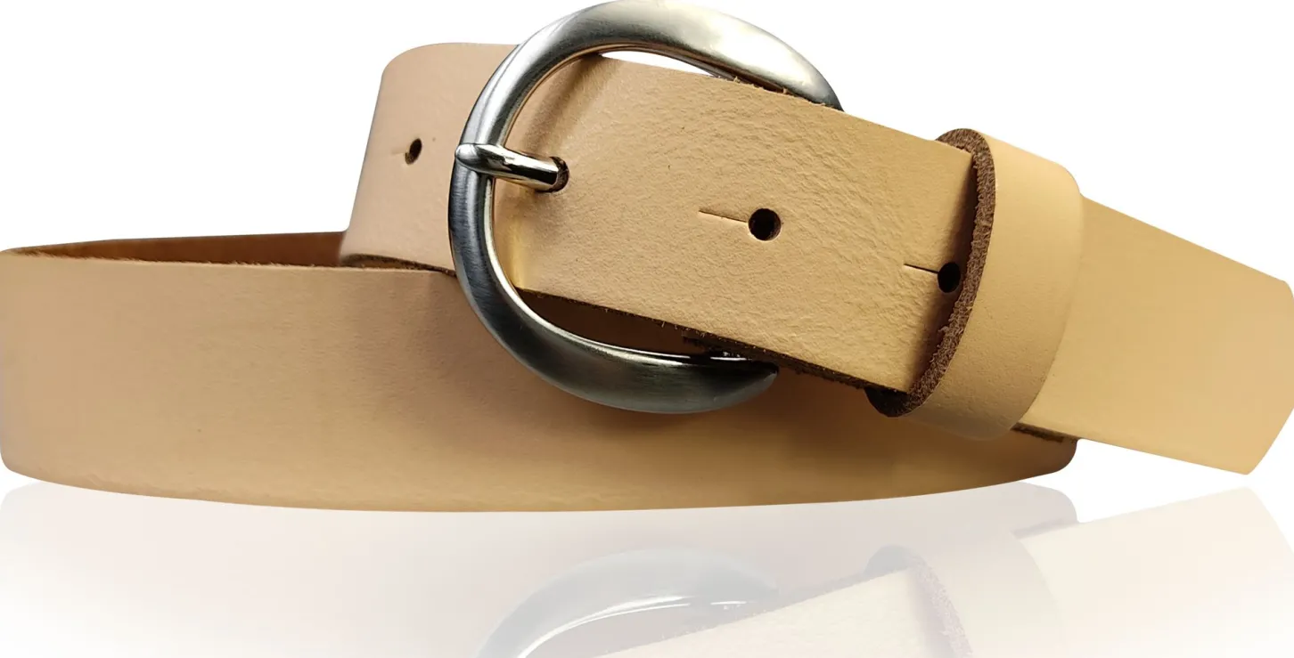EMMIE: Damen Ledergürtel 3 cm mit halbrunder Gürtelschnalle, echt Ledergürtel