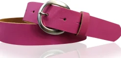 EMMIE: Damen Ledergürtel 3 cm mit halbrunder Gürtelschnalle, echt Ledergürtel