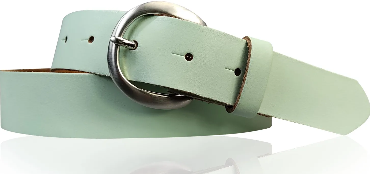 EMMIE: Damen Ledergürtel 3 cm mit halbrunder Gürtelschnalle, echt Ledergürtel