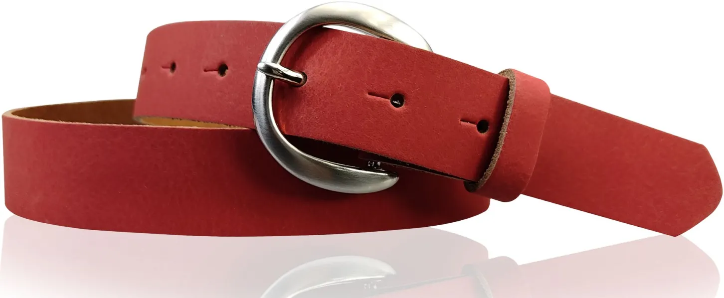 EMMIE: Damen Ledergürtel 3 cm mit halbrunder Gürtelschnalle, echt Ledergürtel
