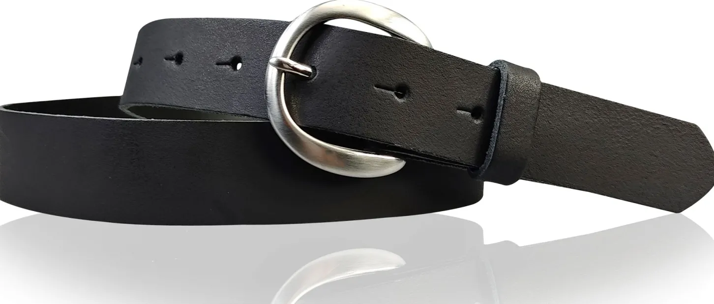 EMMIE: Damen Ledergürtel 3 cm mit halbrunder Gürtelschnalle, echt Ledergürtel