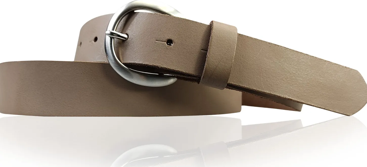 EMMIE: Damen Ledergürtel 3 cm mit halbrunder Gürtelschnalle, echt Ledergürtel