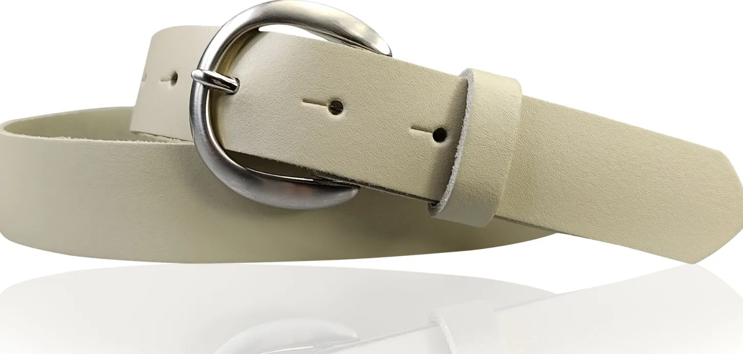 EMMIE: Damen Ledergürtel 3 cm mit halbrunder Gürtelschnalle, echt Ledergürtel
