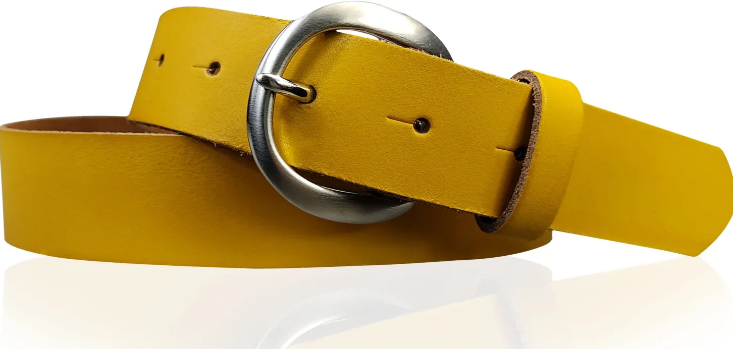 EMMIE: Damen Ledergürtel 3 cm mit halbrunder Gürtelschnalle, echt Ledergürtel