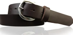 EMMIE: Damen Ledergürtel 3 cm mit halbrunder Gürtelschnalle, echt Ledergürtel