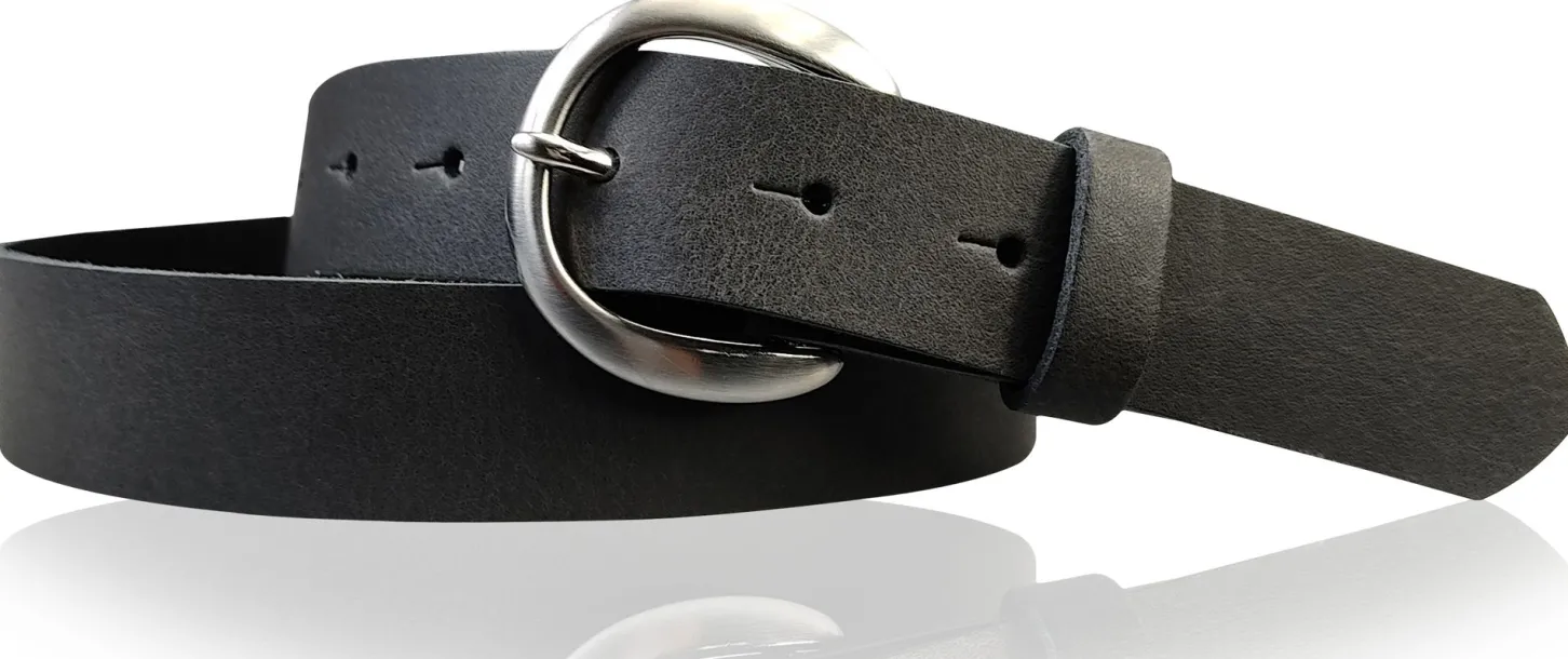 EMMIE: Damen Ledergürtel 3 cm mit halbrunder Gürtelschnalle, echt Ledergürtel