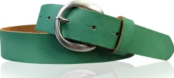 EMMIE: Damen Ledergürtel 3 cm mit halbrunder Gürtelschnalle, echt Ledergürtel