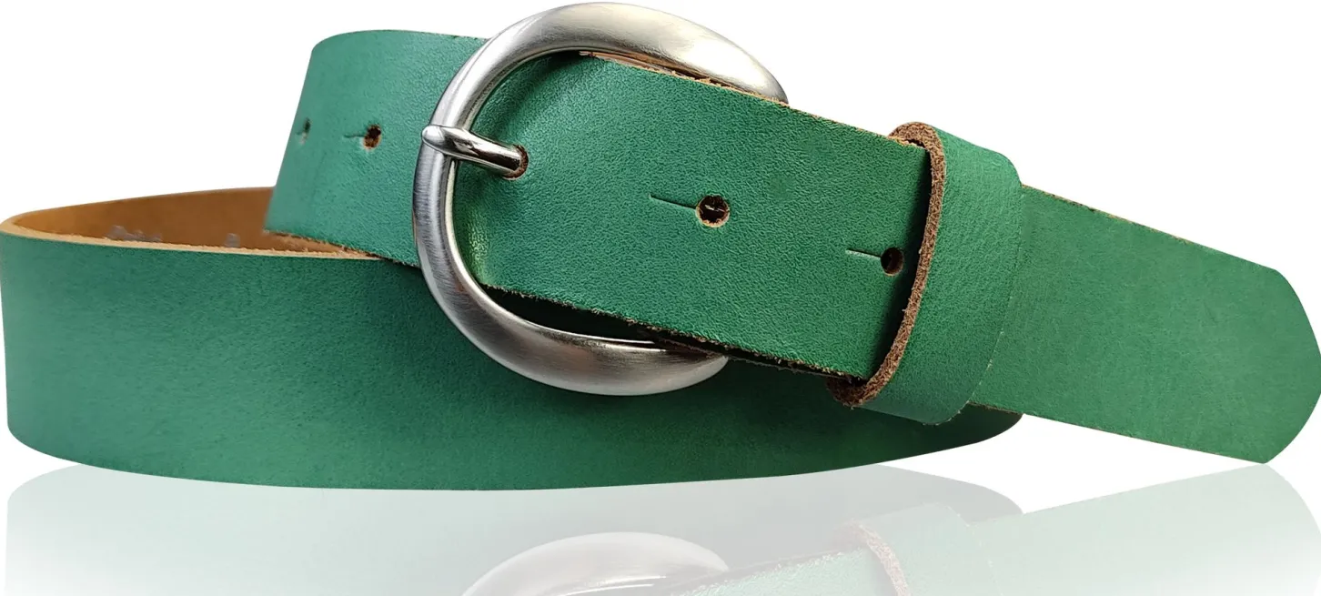 EMMIE: Damen Ledergürtel 3 cm mit halbrunder Gürtelschnalle, echt Ledergürtel