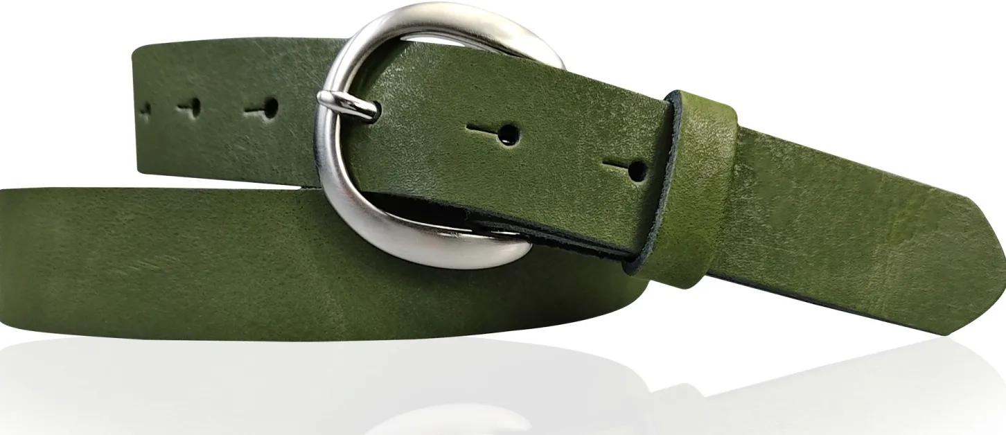 EMMIE: Damen Ledergürtel 3 cm mit halbrunder Gürtelschnalle, echt Ledergürtel