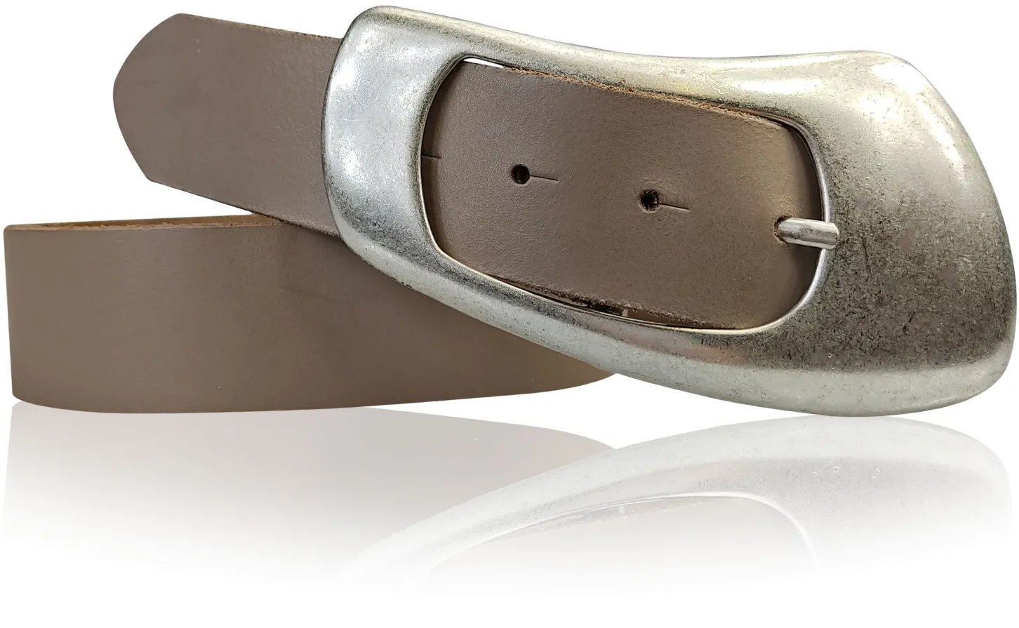 EOLISE: Damen Ledergürtel Echtleder 4 cm, große Dornschnalle 70er Jahre Style Hüftgürtel