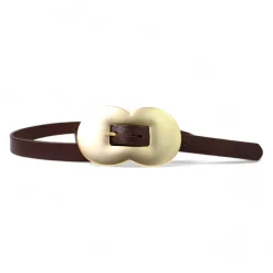 Exklusiver Damen Ledergürtel 2 cm, Vollleder, opulente Gürtelschnalle, gold