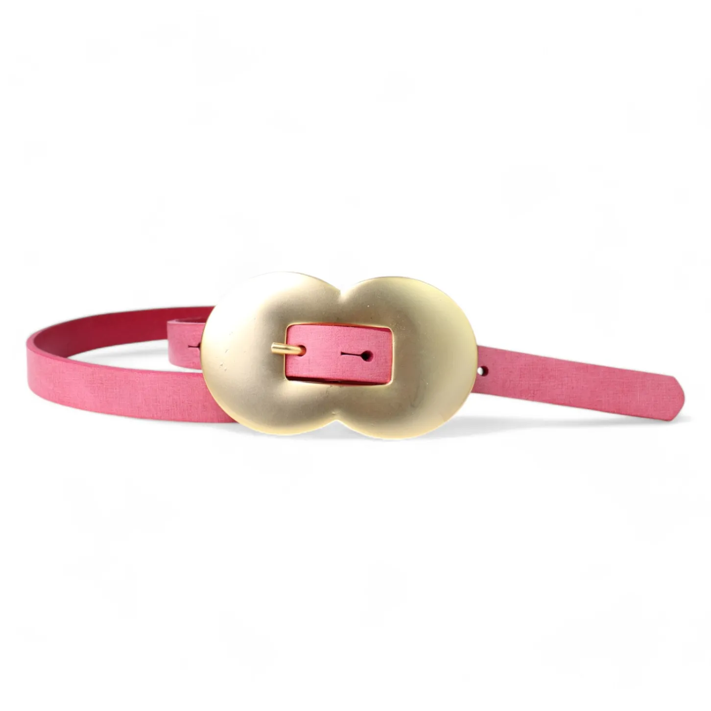 Exklusiver Damen Ledergürtel 2 cm, Vollleder, opulente Gürtelschnalle, gold