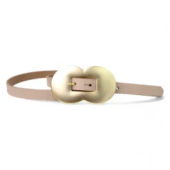 Exklusiver Damen Ledergürtel 2 cm, Vollleder, opulente Gürtelschnalle, gold
