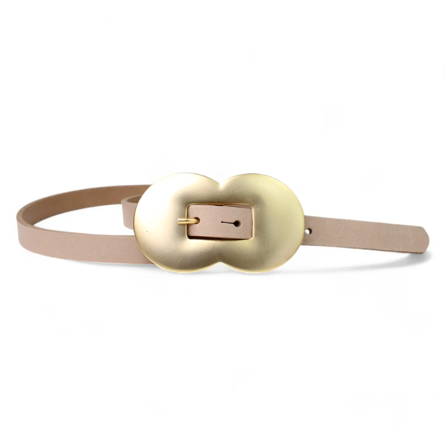 Exklusiver Damen Ledergürtel 2 cm, Vollleder, opulente Gürtelschnalle, gold