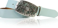 FLORA: Gürtel 4 cm mit schöner Blumen Gürtelschnalle, echtes Leder, viele Farben