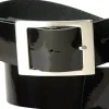 FLORENTINE 2: glänzender Lackgürtel 4 cm, echt Lack Ledergürtel, rechteckige silberne Gürtelschnalle