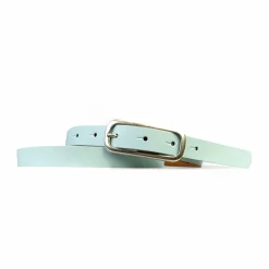 FOXI: schmaler Damen Ledergürtel 2 cm mit schmaler länglicher Gürtelschnalle in Silber