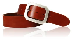 FRANK klassischer Ledergürtel für Herren, robuste Gürtelschnalle in silber, 4,5 cm Leder
