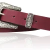 GLAMOUR Damen Ledergürtel 3 cm mit funkelnder Strass Gürtelschnalle, weiches Leder