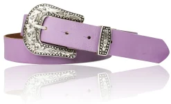 GLAMOUR Damen Ledergürtel 3 cm mit funkelnder Strass Gürtelschnalle, weiches Leder