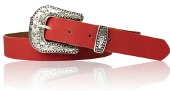 GLAMOUR Damen Ledergürtel 3 cm mit funkelnder Strass Gürtelschnalle, weiches Leder