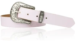 GLAMOUR Damen Ledergürtel 3 cm mit funkelnder Strass Gürtelschnalle, weiches Leder