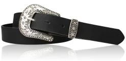 GLAMOUR Damen Ledergürtel 3 cm mit funkelnder Strass Gürtelschnalle, weiches Leder