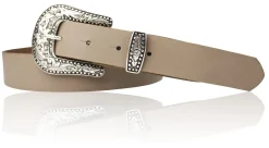 GLAMOUR Damen Ledergürtel 3 cm mit funkelnder Strass Gürtelschnalle, weiches Leder