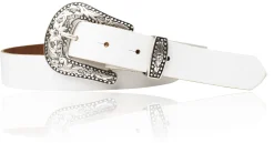 GLAMOUR Damen Ledergürtel 3 cm mit funkelnder Strass Gürtelschnalle, weiches Leder