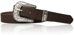 GLAMOUR Damen Ledergürtel 3 cm mit funkelnder Strass Gürtelschnalle, weiches Leder