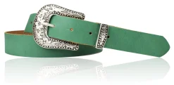 GLAMOUR Damen Ledergürtel 3 cm mit funkelnder Strass Gürtelschnalle, weiches Leder