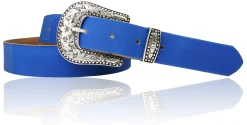 GLAMOUR Damen Ledergürtel 3 cm mit funkelnder Strass Gürtelschnalle, weiches Leder
