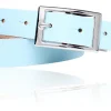 Günstiger Damen Ledergürtel 2,5 cm, silberne Gürtelschnalle, echt Leder